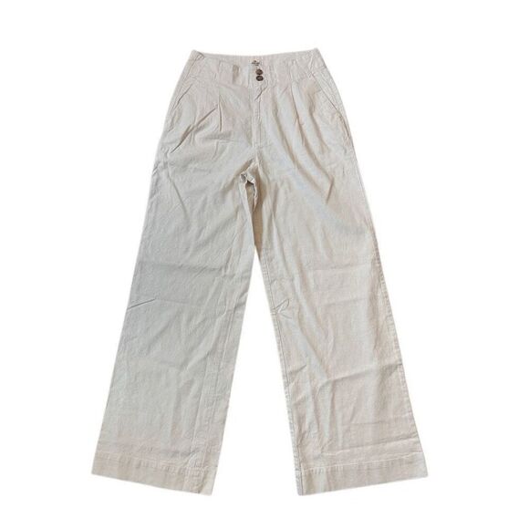 Marine Layer Flora High Waisted Trouser Parchment Cream Wide Leg Pants - Picture 1 of 6